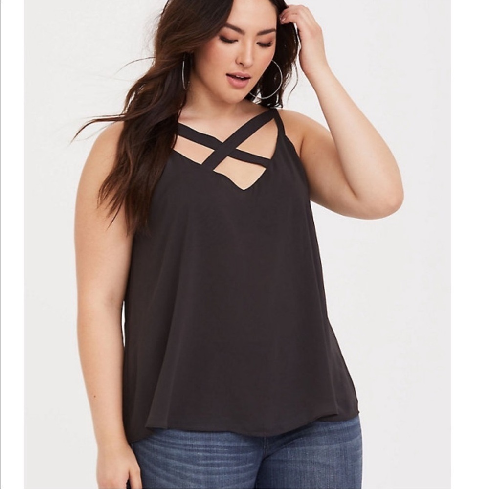 Torrid Sophie Strappy Georgette Charcoal Cami Tank Blouse 1X